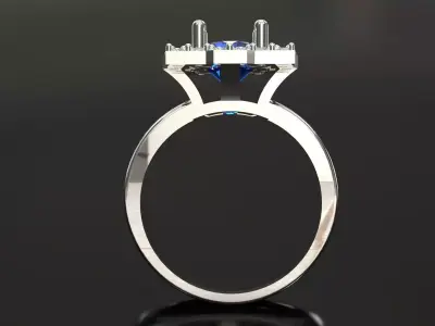 Sapphire Cocktail Ring on Diamond Square Platform jr00292 3D print model