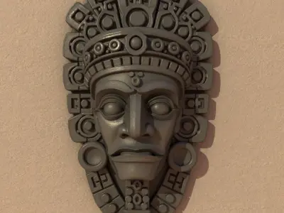 Aztec Wall Mask -Wall Decoration-stl for 3d printer 3D print model