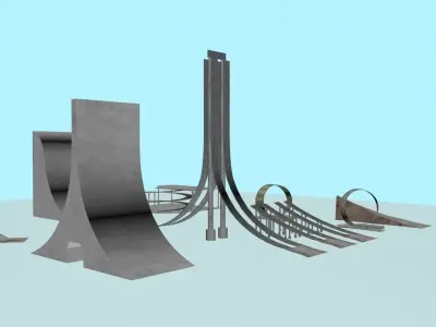 Low Poly Road Ramps And Elements 3D Model 2025 Low-poly 3D model