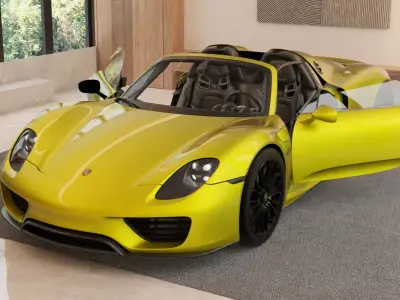 Porsche 918 Spyder 3D Model Detachable Roof - Highly Detailed Low-poly 3D model