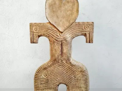 Vintage Java Stone Property Marker on Stand 3D model