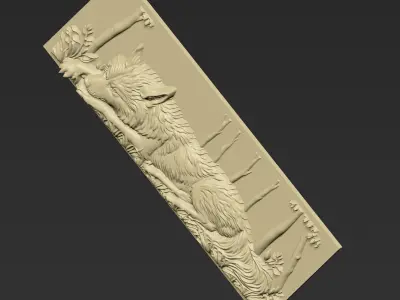 Wolf Bas-relief A132 3D print model