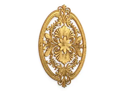 Classic oval carved decor ornament 01  3D model
