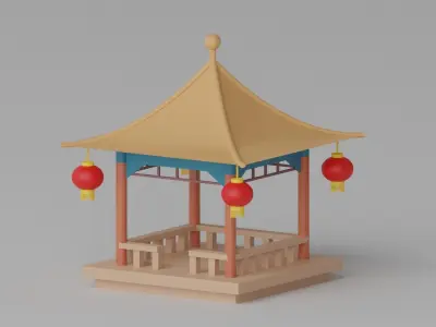 Cartoon Chinese Pavilion 3D model