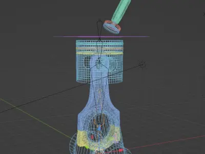 Piston Engine 1 Cylinder Cut away 3D model