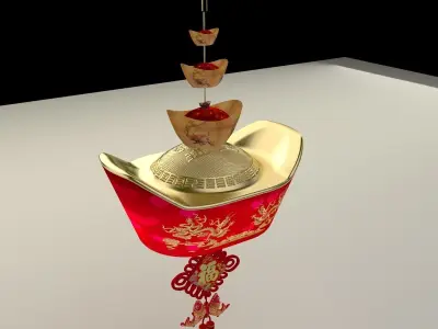Chinese gold Ingot lantern  3D model