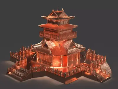 Chinese ancient house  Low-poly 3D model buy