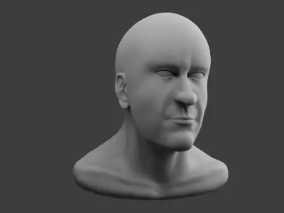 Realistic Male Head Sculpt 01 Low-poly 3D model