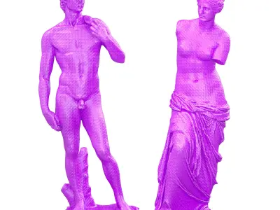 David Michelangelo and Venus Modern sculpture Low-poly 3D model