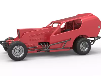 Vintage Dirt Modified stock car Version 4 Scale 1 to 25 3D print model