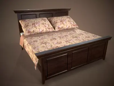 Vintage Bed - Game ready Low-poly 3D model
