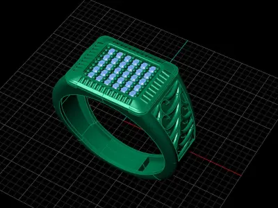 Print Ready STL 3DM  Gents Rings Diamond Men Ring  3D print model 142