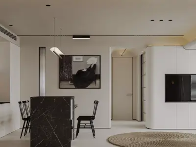 Modern living room dining room interior scenes 477 3D model