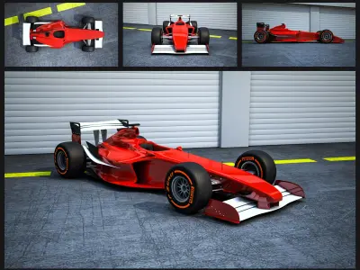 Formula racing car with different angles 3D model