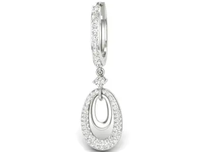 Earrings 3D diamond hoop earring gold 3D print model
