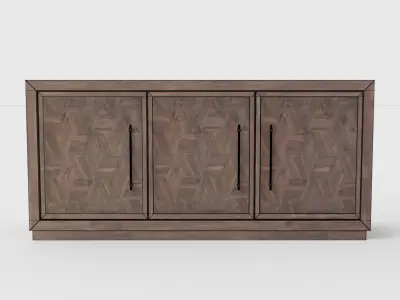 Three Door Credenza - Tumbler Dark Brown 3D model