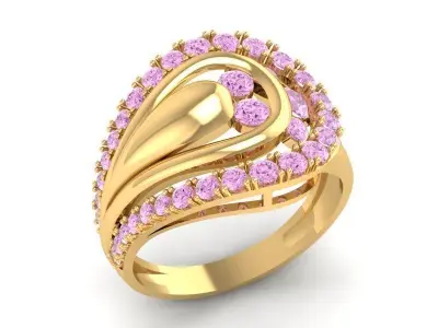 Luxury Teardrop Swirl Gemstone Ring for Women 455 3D print model