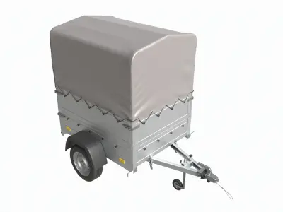 Single axle car trailer with extra walls cover high frame 3D model