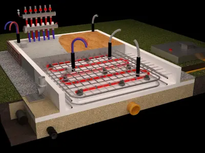 Floor heating system 3D print model