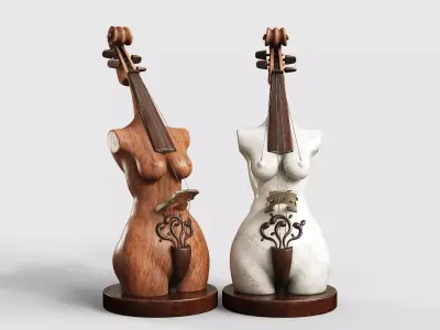 Music Girl Sculpture Low-poly 3D model