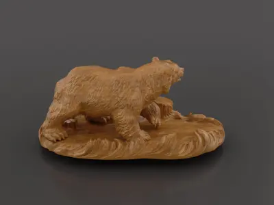 Bear Sculpture 3D Model for CNC Milling or 3D Printing 3D print model