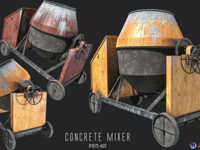Concrete Mixer 3 Colors Low-poly 3D model