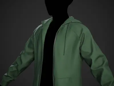 Green Open Hoodie Style 1 Low-poly 3D model