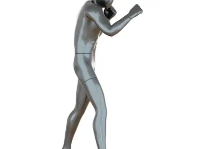 Male black mannequin in boxing pose 3D model