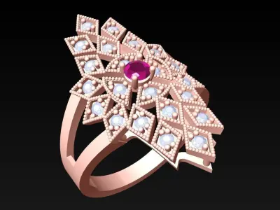 Diamond Ring - Womens Rings - N2324 3D print model