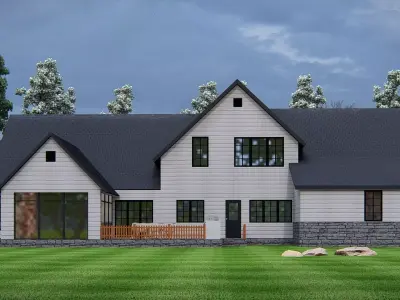Luxury Modern American Farmhouse Two Story Exterior design 3D model