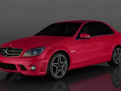 Mercedes Benz C63 AMG 2009 Low-poly 3D model