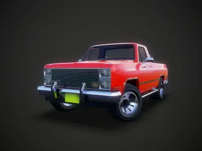 American pickup Low-poly 3D model