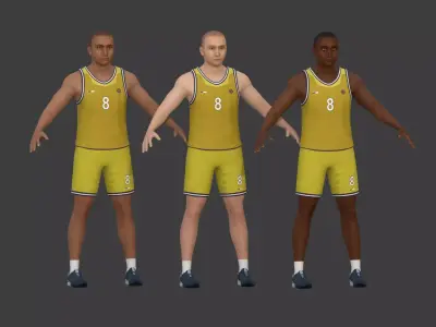 Basketball Player -- 3 Skin Textures Low-poly 3D model