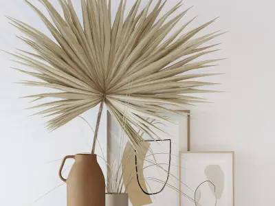 Decorative set with dryed palm 3D model