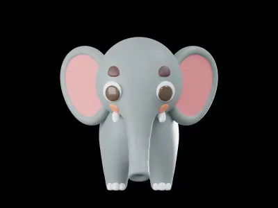 Cartoon cute Elephant 3D model