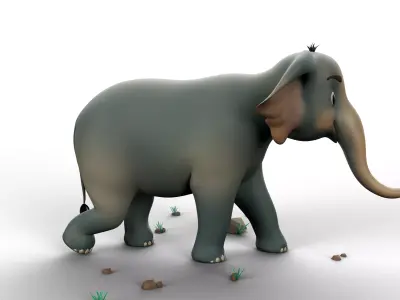 Cartoon Elephant - MAYA Rigged and Blender Rigged Low-poly 3D model