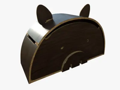 Pig Toy Box for Playing Equipments Child Room Wood Edition 3D model