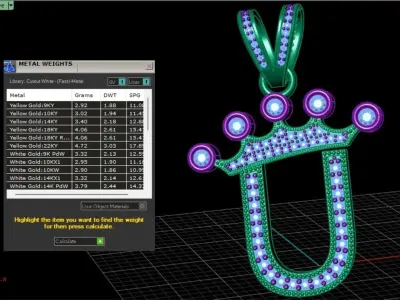 U letter pendant 3D print model