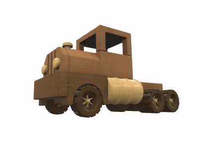 Wooden car toy truck 3 Free 3D model