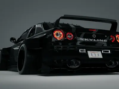 Nissan R34 Skyline widebody twin turbo 3D model