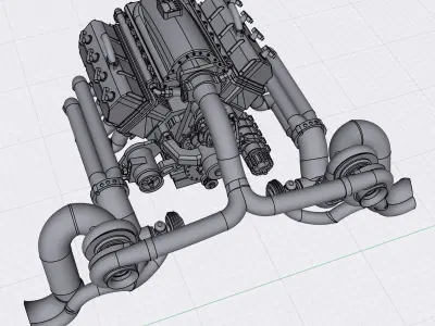 Twin Turbo Hemi Supercharged Complete High Detail 3D print model 3D print model
