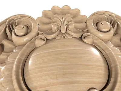 Cartouche-004 carved ornate crown molding 3D model