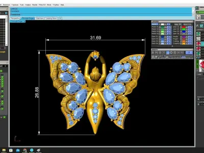 Luxury Fairy Butterfly Diamond Pendant Jewelry Design 3607 3D print model