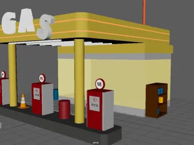 Gas Station Free 3D model