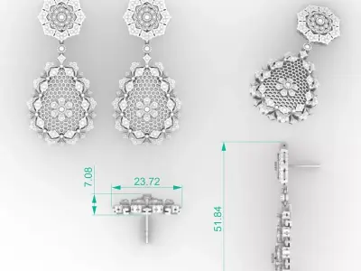 Luxury Chandelier Diamond Earrings 3D print model