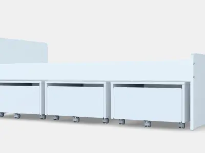 SLAKT Bed frame with 3 storage boxes Low-poly 3D model