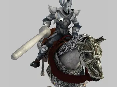 Horse knight on Low-poly 3D model