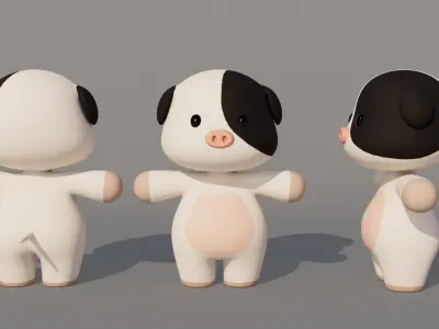 Rigged Cartoon Pig Low-poly 3D model