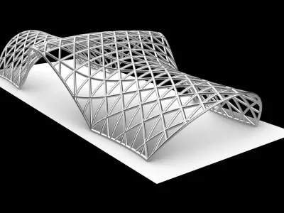Pavilion Triangulated Wireframe Architecture Parametric v3 3D model