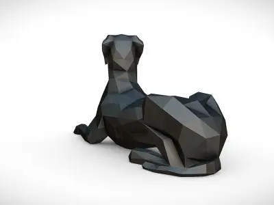 great dane figure low poly 3D print model